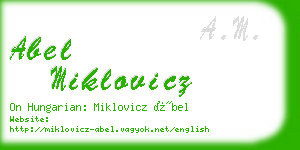 abel miklovicz business card